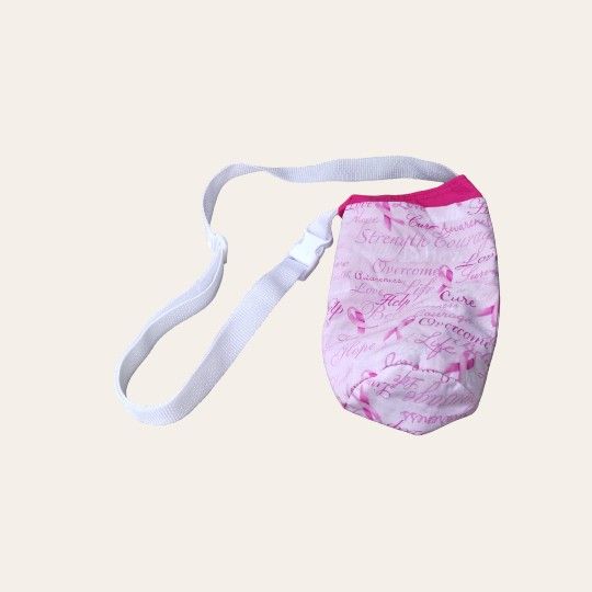 Breast Cancer Awareness cloth fabric pink and White adjustable shoulder water bottle holder