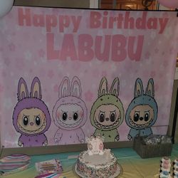 Labubu Birthday Backdrop 