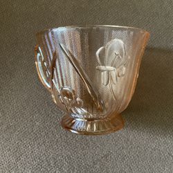 Vintage Depression Glass Cup Iris & Herringbone Pattern, Jeannette Pattern
