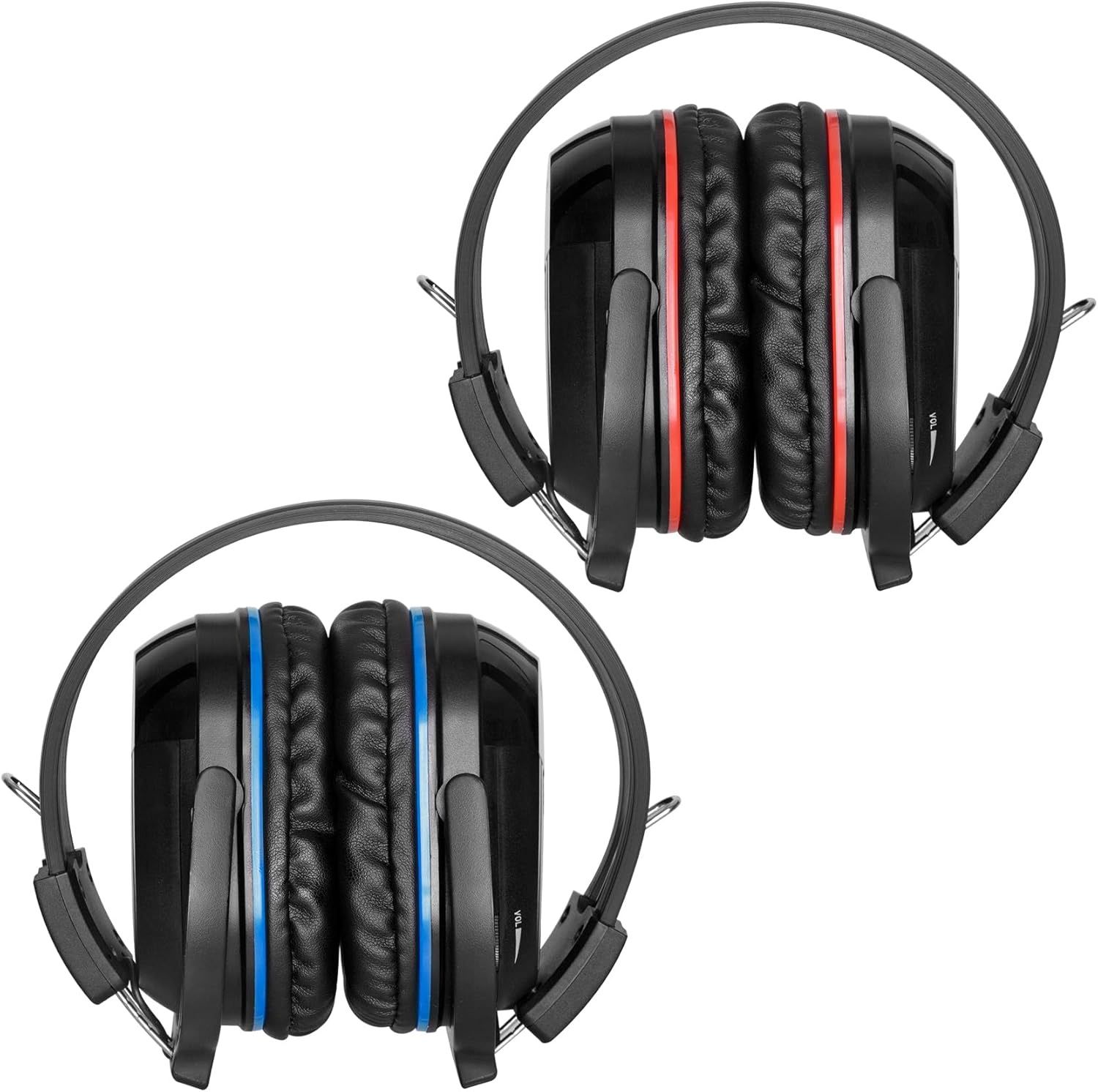 SIMOLIO 2 Pack IR Wireless Headphones for in Car TV Video Audio Listening, Not Bluetooth, 2 Channel Car DVD Headphones for Kids, Universal Infrared He