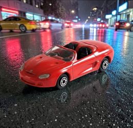 1993 Maisto Red Mustang Mach III Speed Wheels Series Die-Cast 1:64 Concept Car Toy. This is a vintage 1:64 scale Maisto diecast model of a Ford Mustan