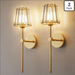 (Brand New in Box)
Crystal Battery Operated Wall Sconces Set of 2, Gold Rechargeable Wireless Wall Sconce Lights with Crystal Lampshade, 12 RGB and 3