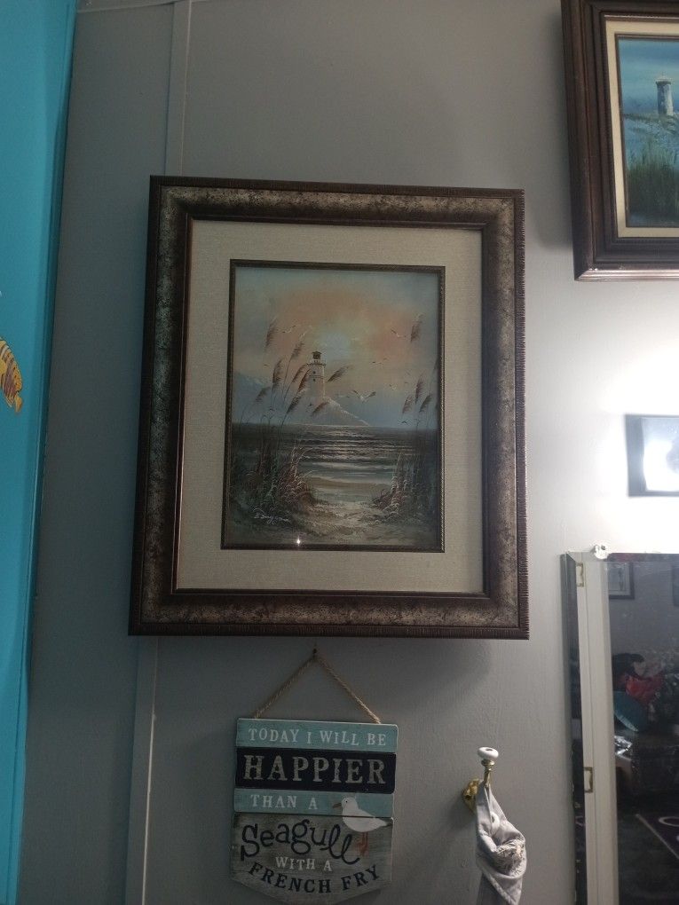 Seaside Lighthouse Painting