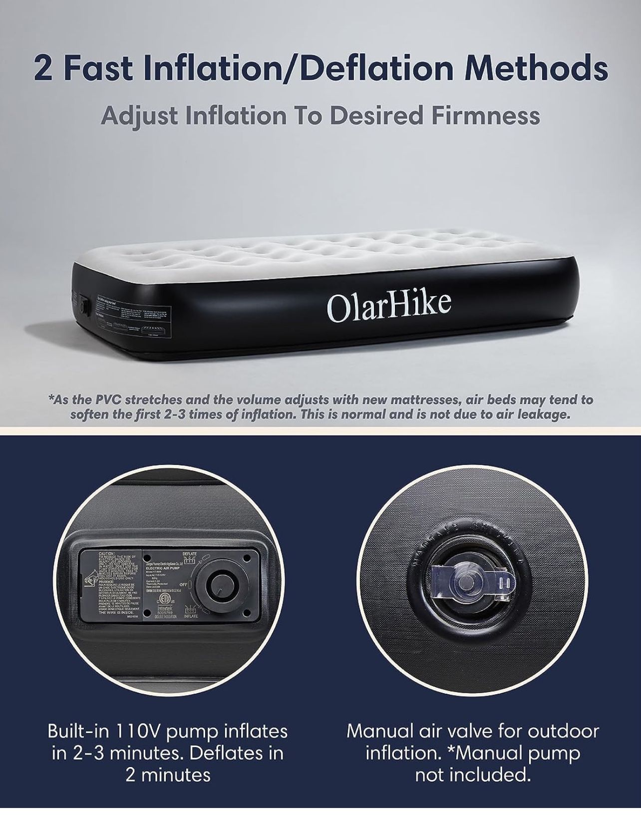 Brand New. OlarHike Inflatable Twin Air Mattress with Built in Pump,18" Elevated Durable