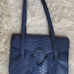 Vintage MAPA Collective Women's Artisan-Made Handbag Blue Python Small Bag