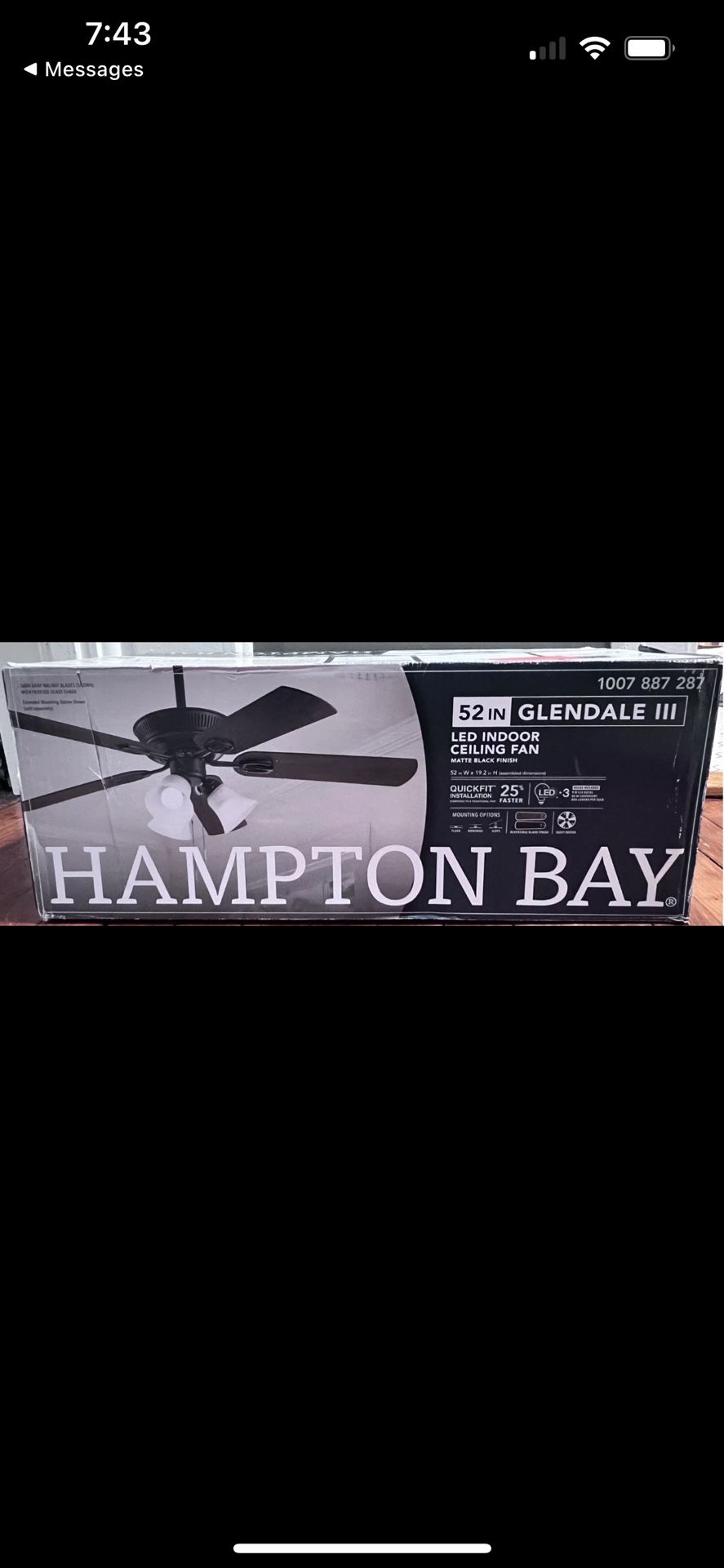 Hampton Bay Glendale III 52 in. LED Indoor Matte Black Ceiling Fan with Light