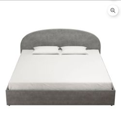 Mr. Kate Moon Upholstered Bed with Storage, King Size Frame, Light Gray Velvet