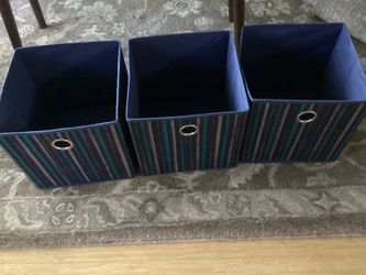 Set of 3 Fabric Storage Bins. 11 by 11 by 11
