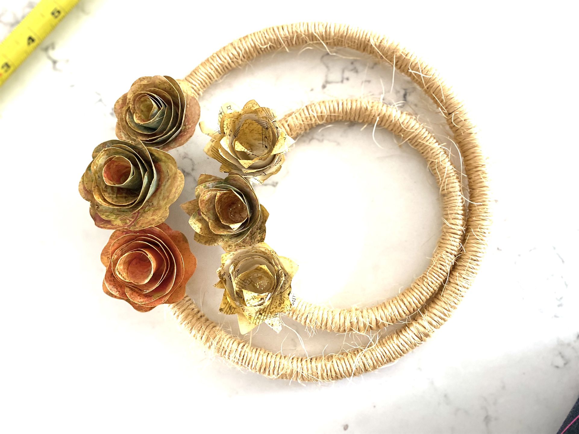 Fall Wreath Twine & Paper Flowers - Set of 2