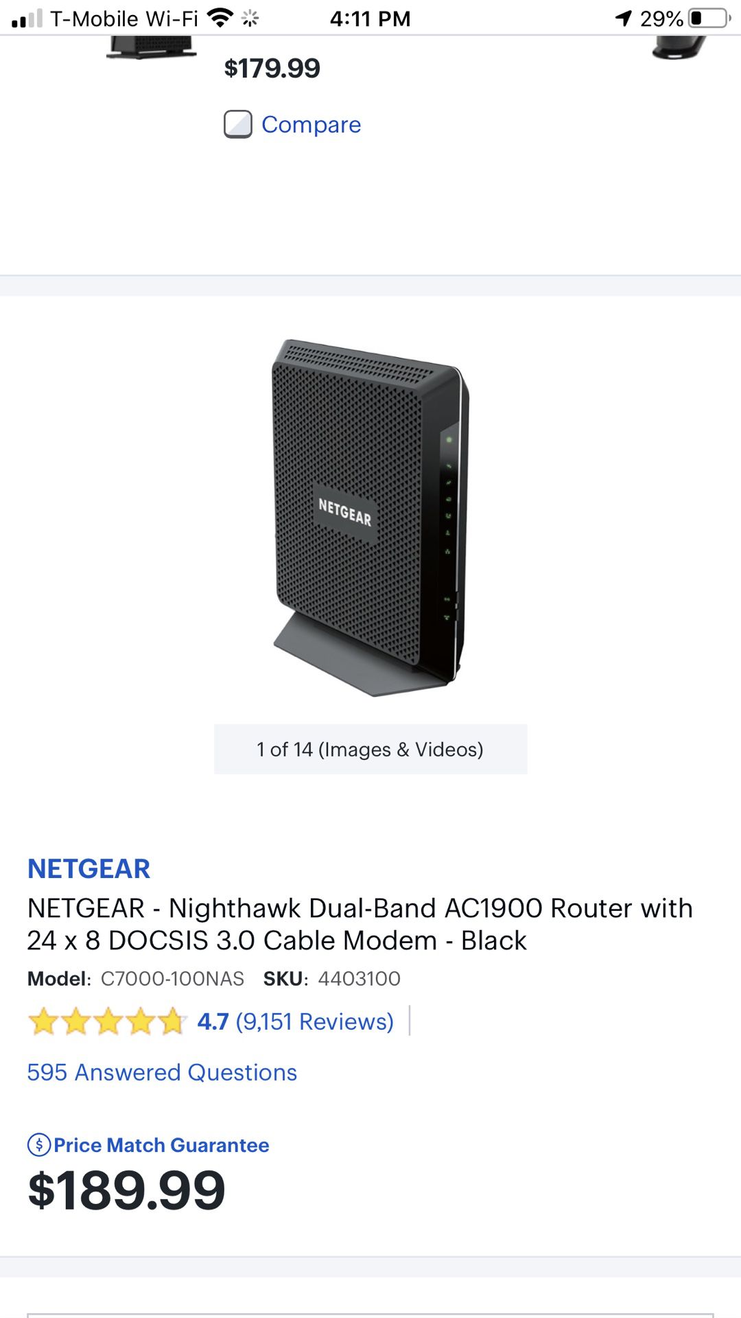 NETGEAR WiFi cable Modem Router