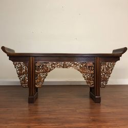 Ornate Chinese Elmwood Altar Table - Many More Items In Stock!