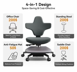 BRAND NEW Newtral Ergonomic Office Standing or Sitting Desk Chair Horse Saddle Anti-Fatigue Posture Model: MT-L-DG