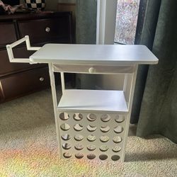 White Craft Table With Wheels 