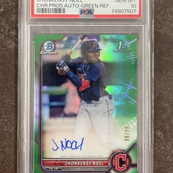 2022 Bowman https://offerup.com/redirect/?o=Q2hyLlByby5BdXRv - Green Refractor /99 – Jhonkensy Noel – PSA 10 GEM MT