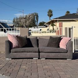 mid-century modern feathered washable 3-person sofa