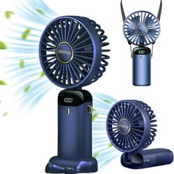 Mini Handheld Fan, Portable Personal Fan Hanging Neck Fan 90° Adjustable USB Rechargeable 