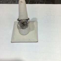Silver Cz Dollar Sign Ring