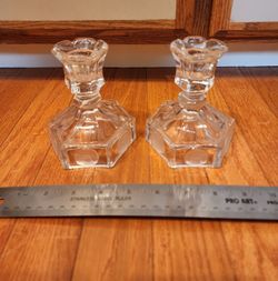2 Fastoria Coin Crystal Candlestick 