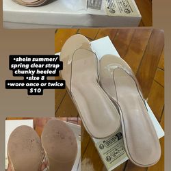 shein clear strap chunky heeled