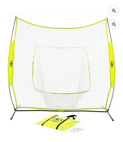 Athletic Works 7ft x 7ft Hit Pitch Training Net for Baseball Softball Protective Screens, New, 11.02lb