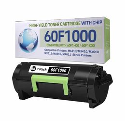 60F1000 Compatible Black Laser Toner Cartridge w/ Chip for Lexmark MX310 MX610