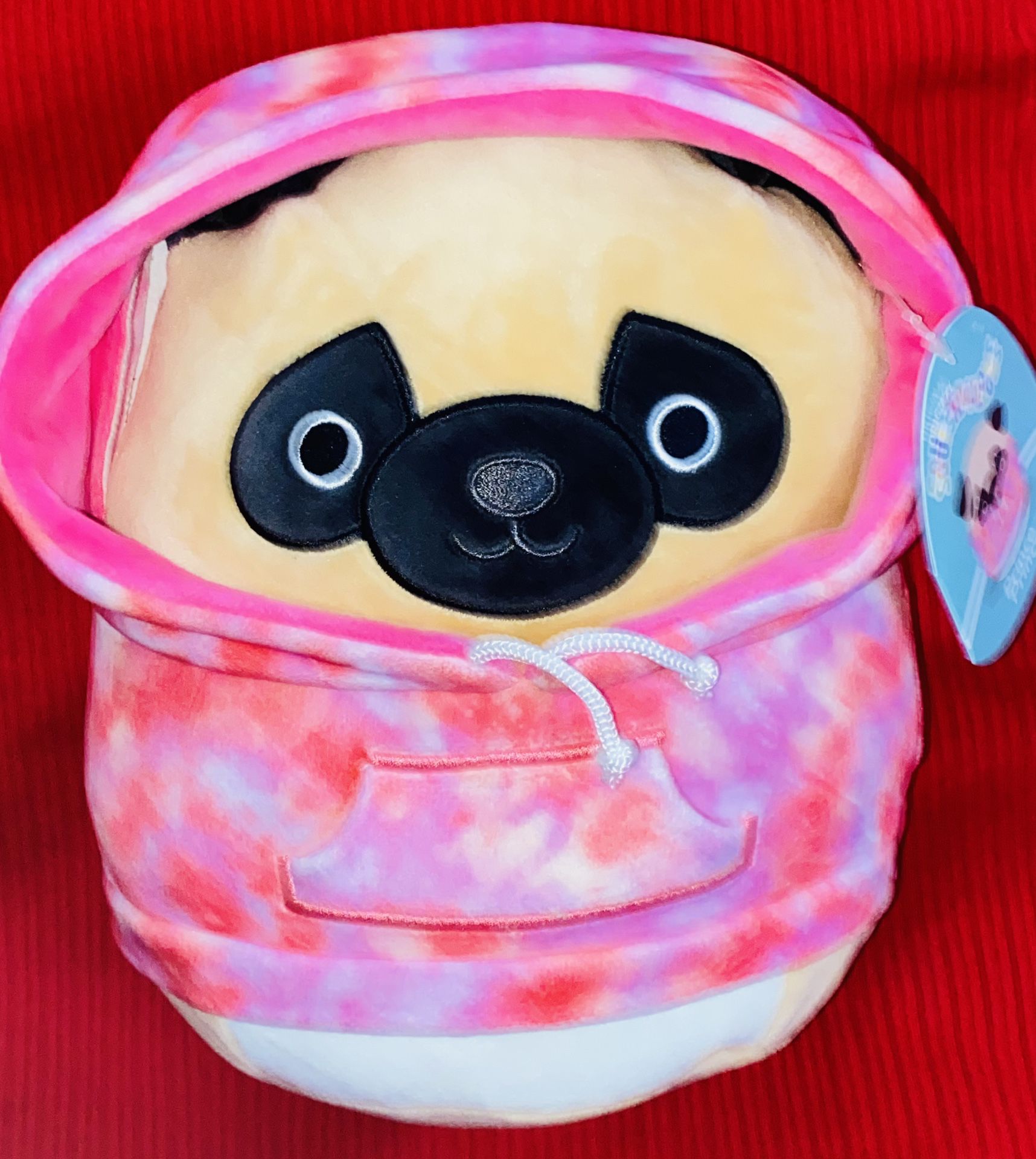 🎀🐶💕💋🤍✨SQUISHMALLOWS (PRINCE👑)THE PUG 12” HOODIE SQUAD PLUSH TOY🔴🌸🐶🎀🤍✨