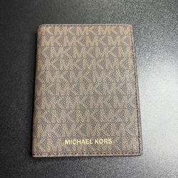 Michael Kors Bedford Travel Passport Wallet travel leather wallet brown MK 