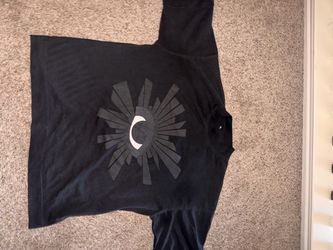 Eyes or error Black Graphic T-Shirt with Sun and Moon Print