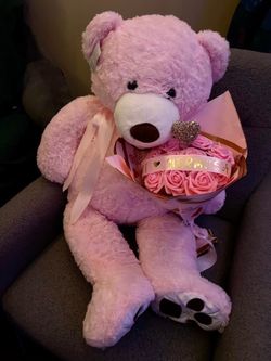 Pink Bear and Roses