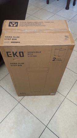 AMatte Black EKO Hudson Slim 50L / 13.2 Gallon Kitchen Trash Can with Lid