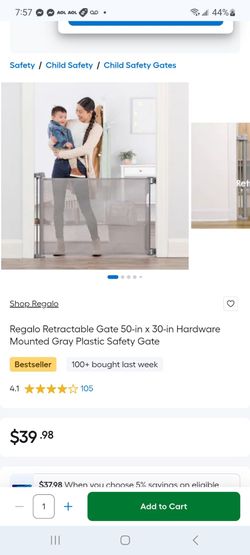Regalo Retractable Gate 50-in x 30-in Hardware Mounted Gray Plastic Safety Gate $30