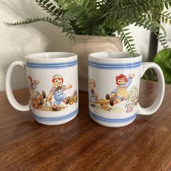 Vintage Retro Raggedy Ann & Andy Dolls Coffee Tea Mugs Cups
