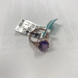 14.85 ct Checkerboard Cushion Amethyst & Diamond Cocktail Ring in 14k Rose Gold