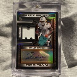 2023 Obsidian Jaylen Waddle 3 Color Patch Auto 23/49 #MMA-JWA Miami Dolphins