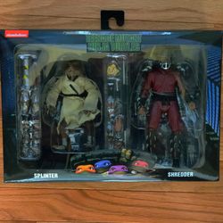 NECA Splinter And Shredder Two Pack Teenage Mutant Ninja Turtles Action Figure Unopened, Brand New, And Still Factory Sealed