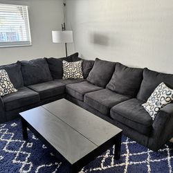 Sectional Sofa - L-shaped Dark Grey Very Comfortable