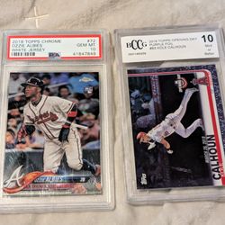 Graded Ozzie Albies & Kyle Calhoun Rookie Cards