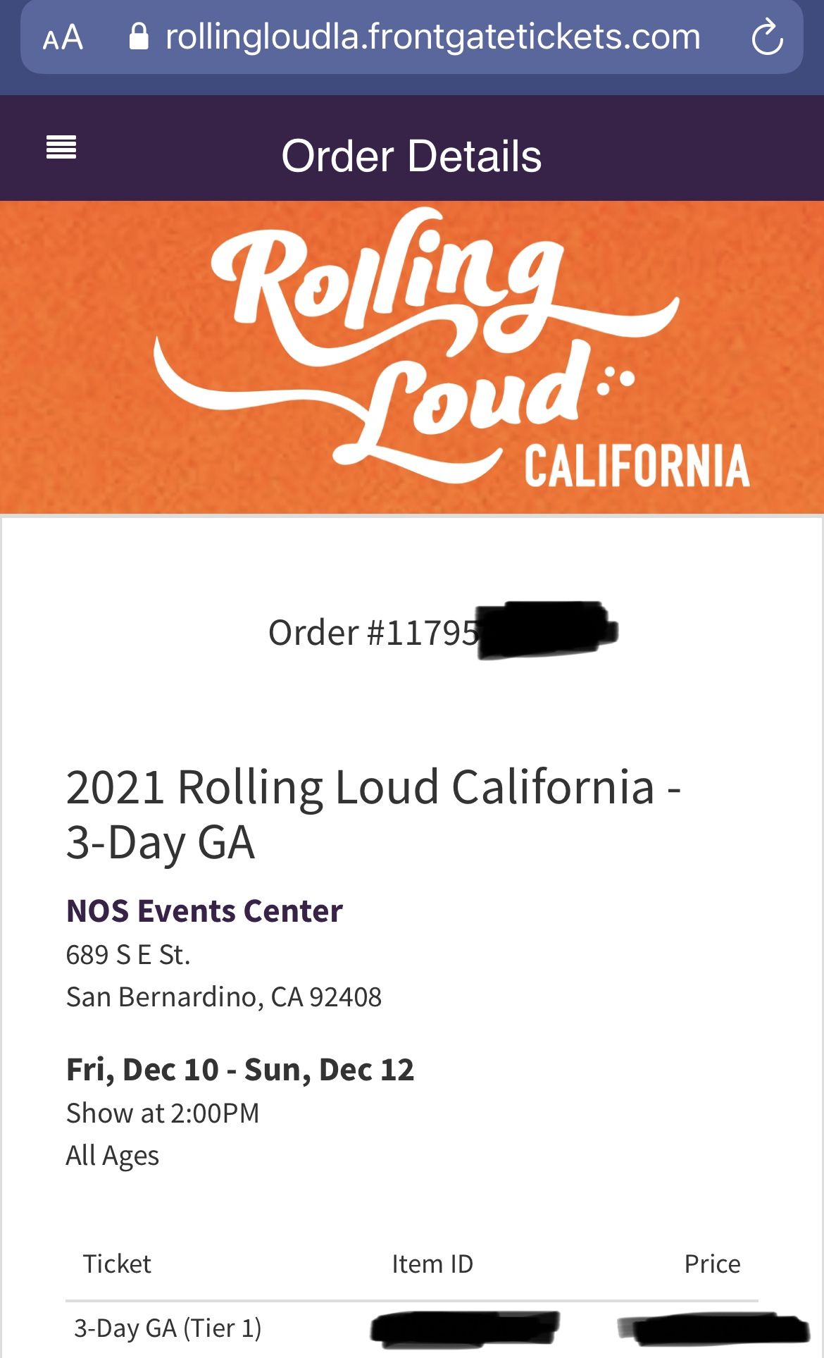 2021 Rolling Loud California - 3-Day GA