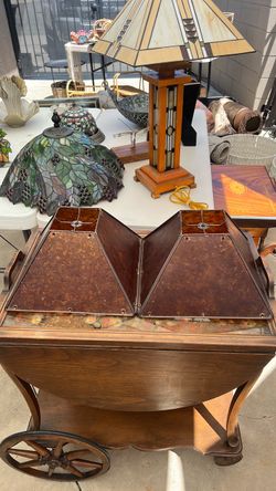 Two arts and craft style MICA lampshades