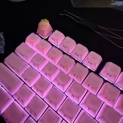 Crystal Jelly Keycaps (Pink) OEM Profile 60-100% Cherry Gateron MX Mechanical