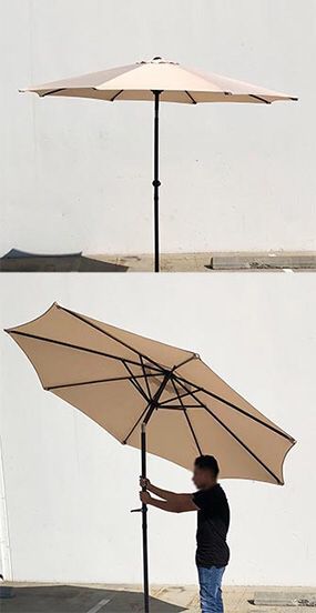 (NEW) $40 each Outdoor 9ft Patio Umbrella Aluminum Sun Shade w/ Tilt Crank