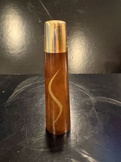 Vintage Mid Century Modern MCM Wooden Salt Shaker Tapered Body Gold Colored Metal Top