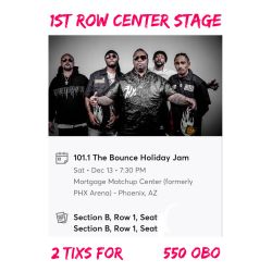 101.1 The bounce Holiday  Jam. 1st Row Center Stage 2 For $550