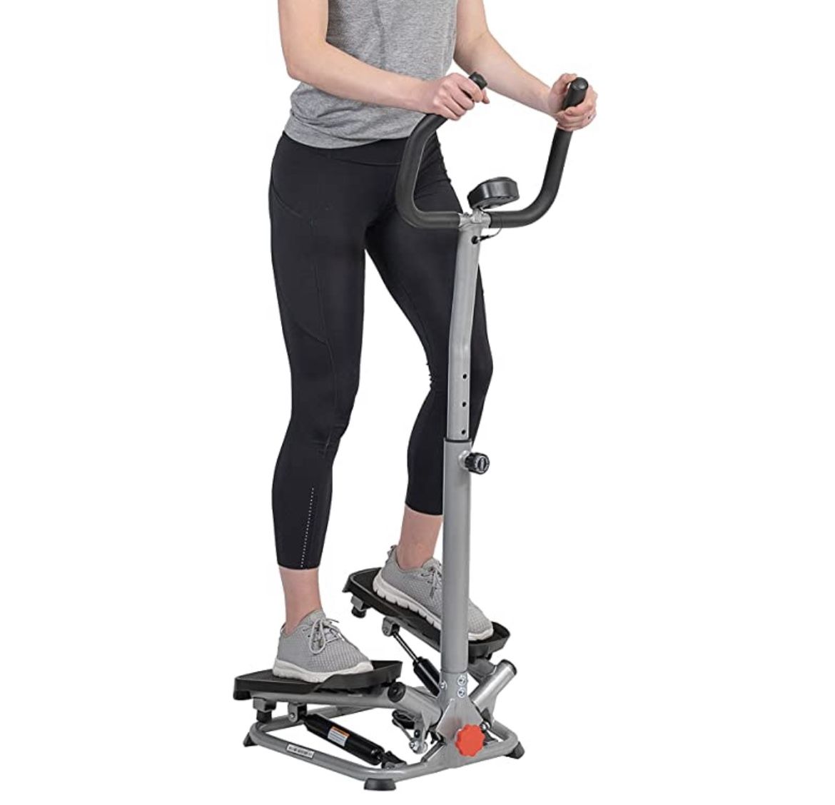 Sunny Health & Fitness Twisting Stair Stepper Machine with Handlebar and Digital Display