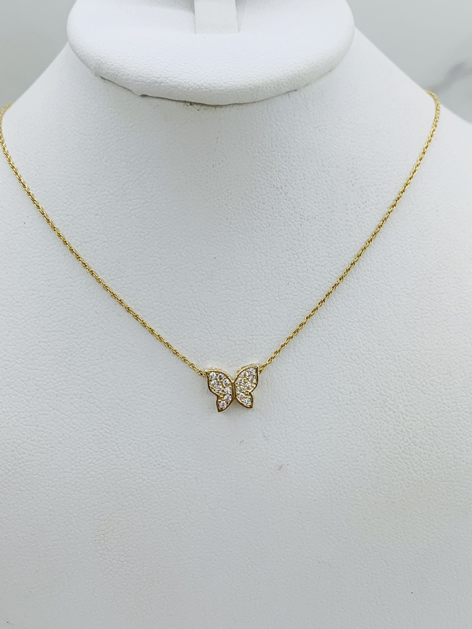 14k gold pendant butterfly necklace - Cadena Y Dije En Oro Mariposa De 14k