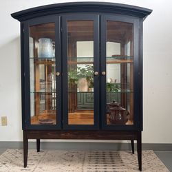 Black Arched Top Hutch with Custom Wood base (Delivery available)