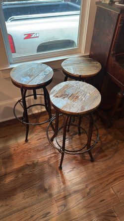 3 Rustic Barstools