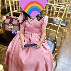 Satin Flower Girl Dress With Bow Beading