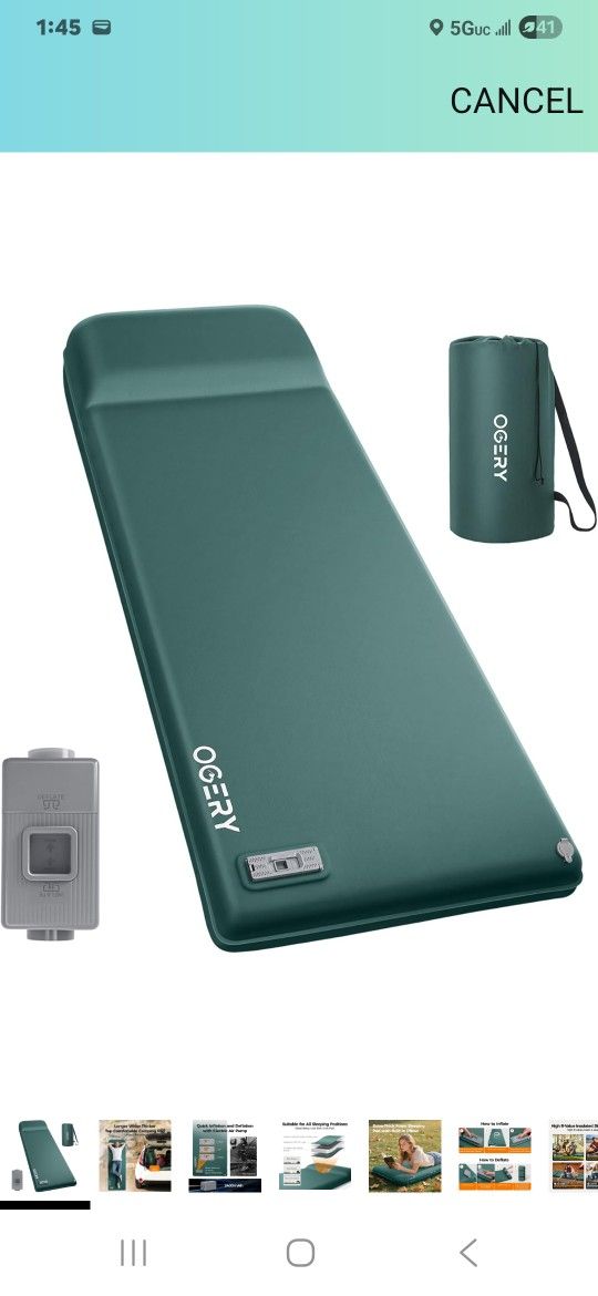 OGERY Self Inflating Sleeping Pad with Electric Pump, 3.15"