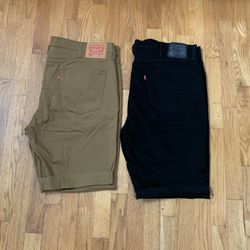 2 NWOT Men's Levi's® 511™ Slim-Fit Brown & Black Cutoff Stretch Jean Shorts  42